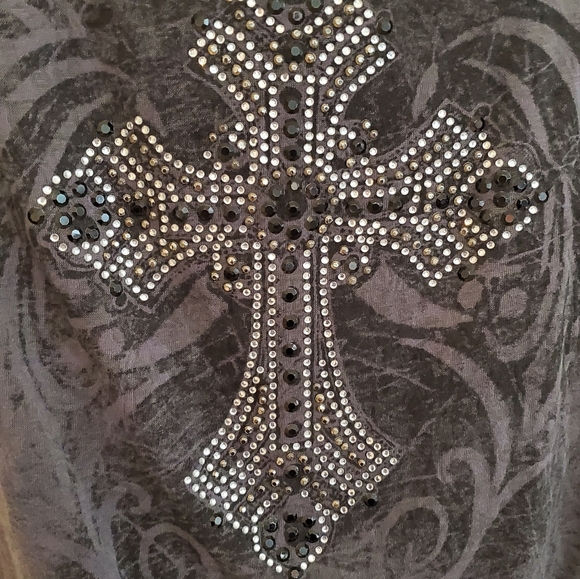 Sheer rhinestone cross gothic tshirt - Picture 6 of 9